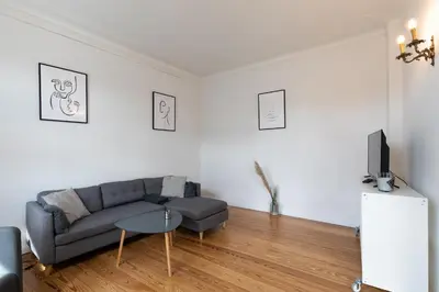 Ein Sitzbereich in der Unterkunft Wohnung Deichbude