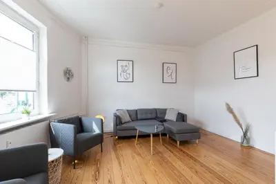 Ein Sitzbereich in der Unterkunft Wohnung Deichbude