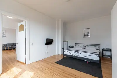 Ein Bett oder Betten in einem Zimmer der Unterkunft Wohnung Deichbude