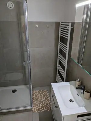 Ein Badezimmer in der Unterkunft Haus Essen Whg. 8, lüttes Glück in Cuxhaven-Duhnen