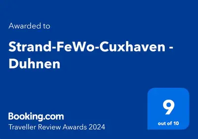 Ein Zertifikat, Auszeichnung, Logo oder anderes Dokument, das in der Unterkunft Strand-FeWo-Cuxhaven - Duhnen ausgestellt ist