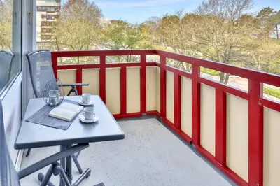 Ein Balkon oder eine Terrasse in der Unterkunft Terrassenhaus, FeWo 47
