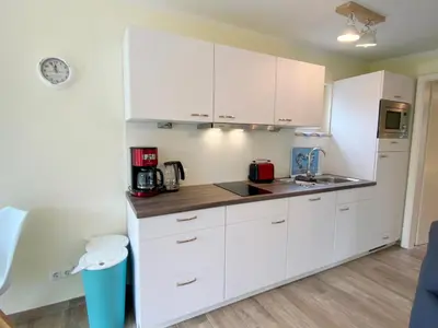 Küche/Küchenzeile in der Unterkunft Am Oland 11 Bungalow