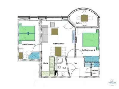 Grundriss der Unterkunft Residenz Hohe Lith Duhnen Wohnung 1 Haus 3