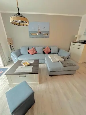 Ein Sitzbereich in der Unterkunft Ferienwohnung Watt un Leev in direkter Strand & Citynähe von Büsum