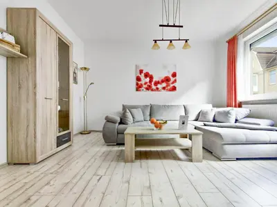 Ein Sitzbereich in der Unterkunft Haus Küstenperle