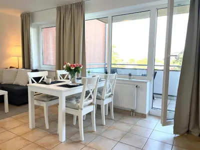 Ein Sitzbereich in der Unterkunft Haus am Waldbad FeWo 21