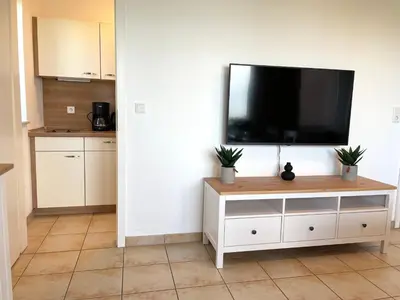 Küche/Küchenzeile in der Unterkunft Haus am Waldbad FeWo 21