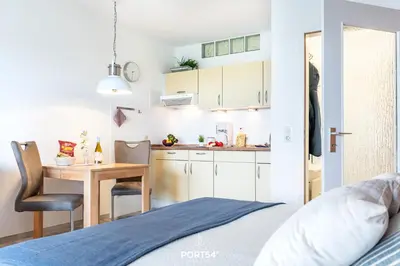 Küche/Küchenzeile in der Unterkunft Ferienwohnung Hafenschlösschen
