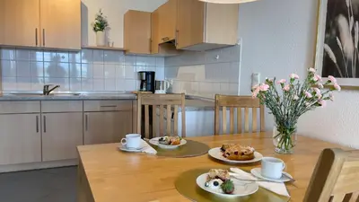 Küche/Küchenzeile in der Unterkunft Haus Nordseebrandung FeWo D1 4