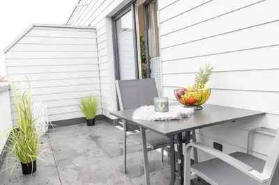 Ein Balkon oder eine Terrasse in der Unterkunft Dorumer Sielhuus 20