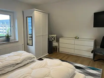 Ein Bett oder Betten in einem Zimmer der Unterkunft Ferienwohnung Seeherz