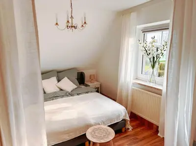 Ein Bett oder Betten in einem Zimmer der Unterkunft Watt'n Traum II - Wohnung nahe Nordseestrand
