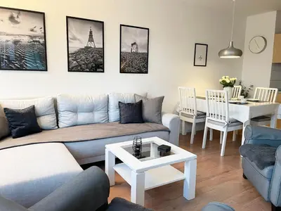 Ein Sitzbereich in der Unterkunft Haus Nordseebrandung FeWo C2.2