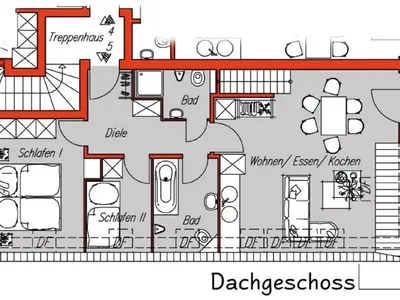 Grundriss der Unterkunft Holiday apartment Wattblick