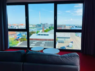 Ein Sitzbereich in der Unterkunft havenhostel Cuxhaven