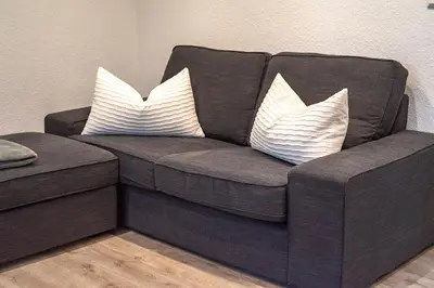 Ein Sitzbereich in der Unterkunft Haus Seestern