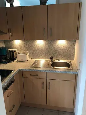 Küche/Küchenzeile in der Unterkunft Ferienwohnung Deichschatz