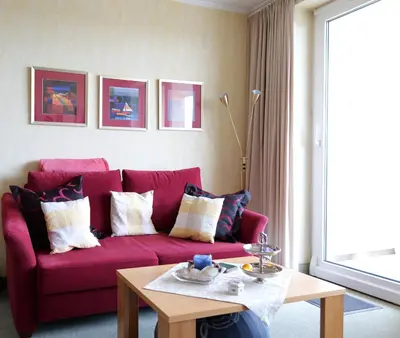 Ein Sitzbereich in der Unterkunft Kurpark-Residenz App. 217 Seesicht