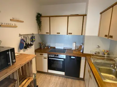Küche/Küchenzeile in der Unterkunft Wellness-Ferienwohnung Meeresrauschen