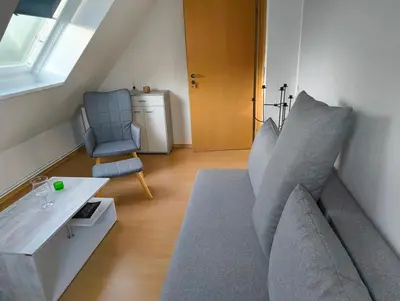 Ein Sitzbereich in der Unterkunft Achim's Moorblick