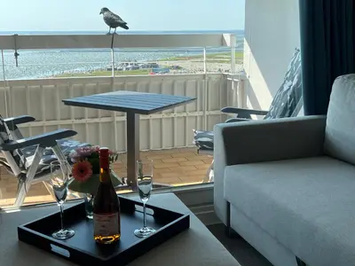 Ein Balkon oder eine Terrasse in der Unterkunft Ferienwohnung Sea View