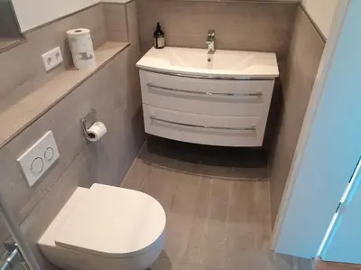 Ein Badezimmer in der Unterkunft Häuschen am See
