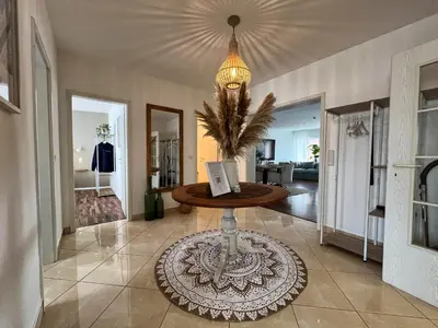 Ein Sitzbereich in der Unterkunft Gemütliche helle Ferienwohnung im angesagten Boho Stil #Cosiness Company