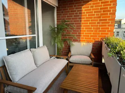 Ein Sitzbereich in der Unterkunft Gemütliche helle Ferienwohnung im angesagten Boho Stil #Cosiness Company