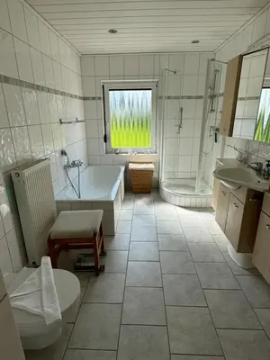 Ein Badezimmer in der Unterkunft Haus Seehunde im Büsumer Kurviertel