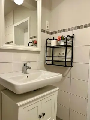 Ein Badezimmer in der Unterkunft liten lind - Ferienwohnung in Sahlenburg