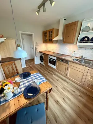 Küche/Küchenzeile in der Unterkunft liten lind - Ferienwohnung in Sahlenburg