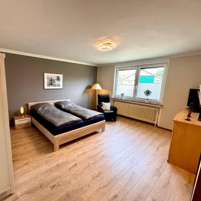 Ein Sitzbereich in der Unterkunft Ferienwohnung Bohlen