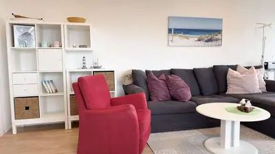 Ein Sitzbereich in der Unterkunft Haus Nordseeperle 11