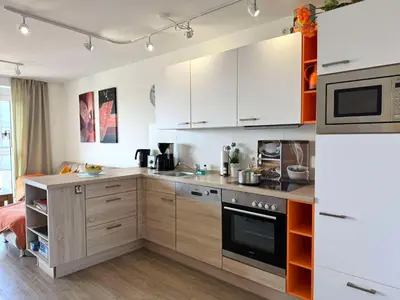 Küche/Küchenzeile in der Unterkunft Ferienwohnung de Roggenbloom