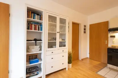 Küche/Küchenzeile in der Unterkunft Ferienwohnung Sieltrift 4-08