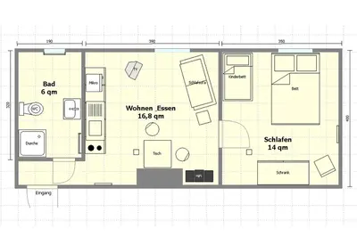 Grundriss der Unterkunft Die Ferienwohnung direkt am Meer