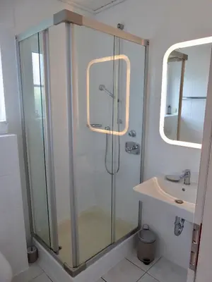 Ein Badezimmer in der Unterkunft Ferienhaus Seeperle