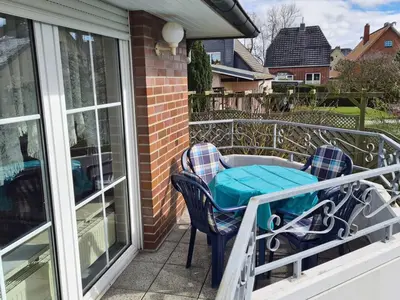 Ein Balkon oder eine Terrasse in der Unterkunft Haus Nordseewind XL - Apartment 1