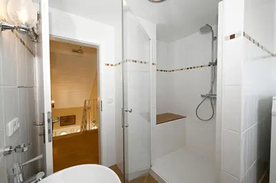 Ein Badezimmer in der Unterkunft Ferienhaus Herzmuschel