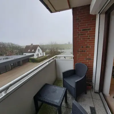 Ein Balkon oder eine Terrasse in der Unterkunft Perlebucht-Oase
