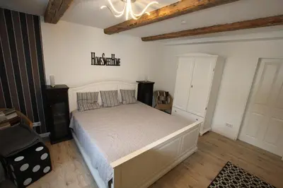 Ein Bett oder Betten in einem Zimmer der Unterkunft Ferienhaus Weideblick