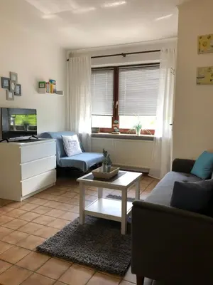 Ein Sitzbereich in der Unterkunft Apartments Zur schönen Aussicht