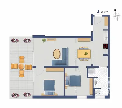 Grundriss der Unterkunft Inseltörn Wohnung 2