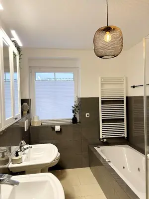 Ein Badezimmer in der Unterkunft Ferienhaus Sandstrand