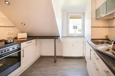 Küche/Küchenzeile in der Unterkunft Duhner Ausblick mit Balkon