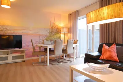 Ein Sitzbereich in der Unterkunft Ferienhaus Nordlicht