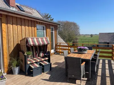 Ein Balkon oder eine Terrasse in der Unterkunft Deichkieker