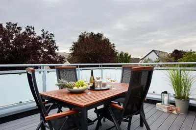Ein Balkon oder eine Terrasse in der Unterkunft Dat-Meerhus Wohnung 5