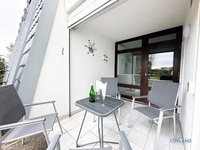 Ein Balkon oder eine Terrasse in der Unterkunft Duhnenbüdje